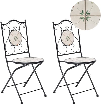 CARONA - Tuinstoel set van 2 - Zwart - Metaal/Keramiek