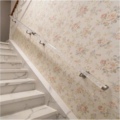 Trapleuning Acryl - Wandgemonteerde Handrail - Veilig Traplopen - Sterke Roestvrijstalen Beugels - 100 cm - Zilver