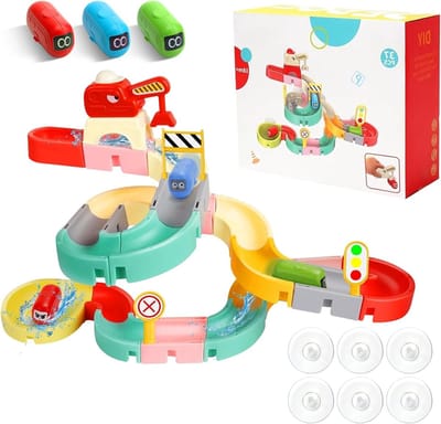 37-delige Bad Speelgoed Set voor Kinderen van 3 tot 6 Jaar, Creatieve Badplezier met Zuignappen en DIY Ballenbaan, Perfect Cadeau voor Jongens en Meisjes