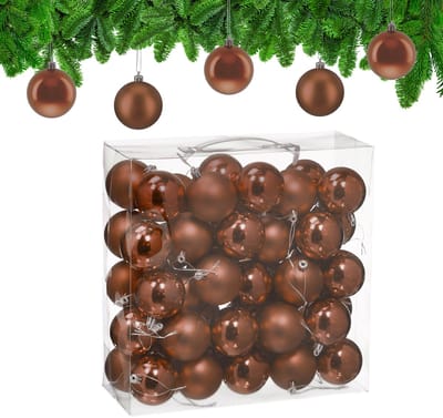 kerstballen set van 50 - Ø 6 cm - glanzend - mat - kunststof - bruin