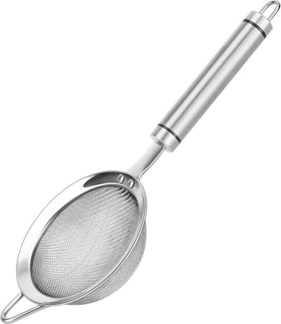 QTTVBTNA 1 Stuk - Zeeflepel - Premium RVS Zeef - keukenzeef - Keuken Benodigdheden - Ø14cm