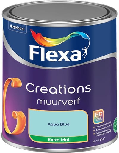 Flexa - Creations Muurverf Extra Mat - Aqua Blue - Mengverf - 1 L