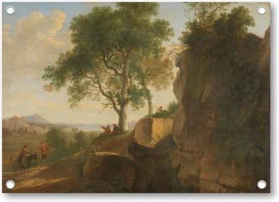 Italiaans landschap met een waterplas - Tuinposter 70x50 - Wanddecoratie - Herman van Swanevelt - Meesterwerken