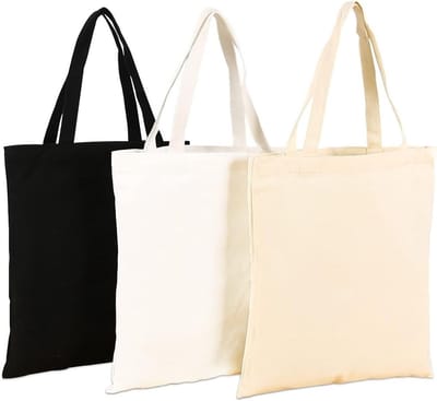 Herbruikbare Katoenen Jute Tas Set van 3, Onbedrukt 34x40 cm, Ideaal voor Schilderen en Creatieve Projecten, Lange Handvatten