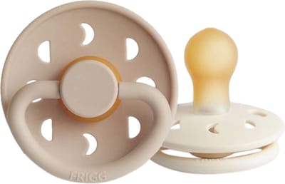 Frigg Moon Fopspeen - Rond - 2 Stuks - 0-6 Mnd - Cream/Croissant