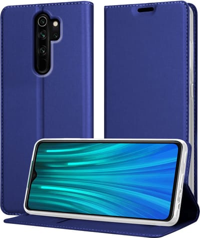 Cadorabo Hoesje geschikt voor Xiaomi RedMi NOTE 8 PRO in CLASSY DONKER BLAUW - Beschermhoes met magnetische sluiting, standfunctie en kaartvakje Book Case Cover Etui