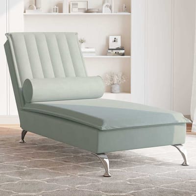 Vidaxl Fauteuil Inclinable Massant Avec Rouleau, Gris Clair, Velours gray