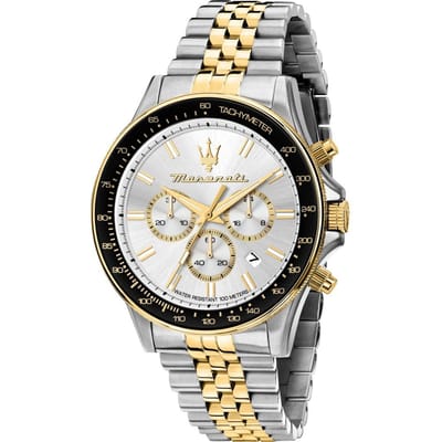 Maserati - Watch - R8873640024 - Sfida - Chronograaf - Zilverkleurig - Goudkleurig - Herenhorloge - 44 MM
