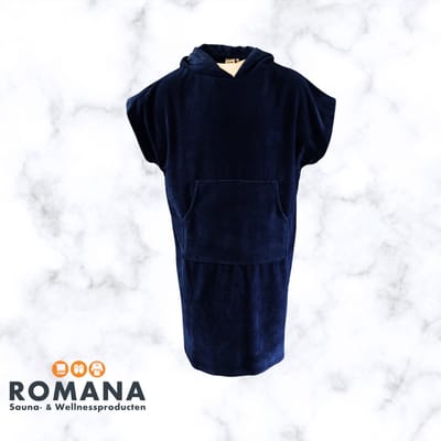 Romana Products Unisex Poncho - Badponcho - Surfponcho - Modieuze Poncho Velvet - Donkerblauw - Maat S/M