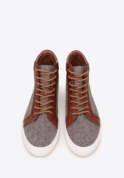 Wittchen Heren Leren High Top Sneakers Bruin Natuurlijk Leer