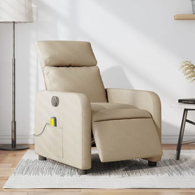 vidaXL - Massagestoel - elektrisch - verstelbaar - stof - crèmekleurig