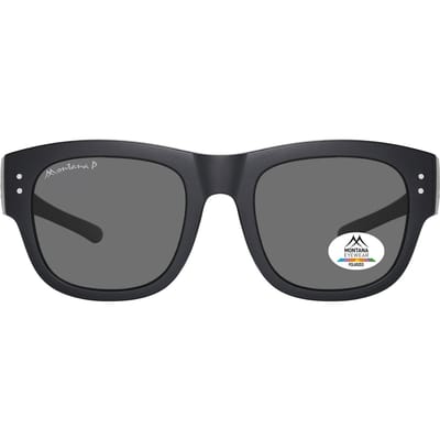 Montana Square Unisex Mat Zwart Rook Gepolariseerd FO7 Fit Over Bril Zonnebril