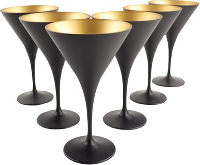 OTIX Martini Glazen - Set van 6 - Cocktailglazen - 230ml - Zwart - ONYX
