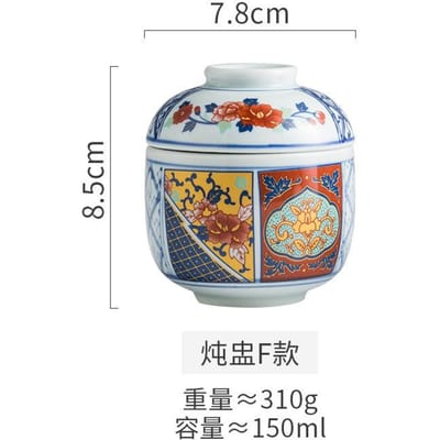 Handbeschilderde stoofpot Japanse keramiek met deksel kom vogelnest dessert stoofpot el commercieel kleine stoof soep soeppot white