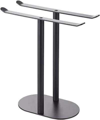 Vloerstaand Handdoekenrek - Dubbele Handdoekhouder - Badkamer Organizer - Installatie Zonder Gereedschap - 8 kg Draagkracht - Zwart