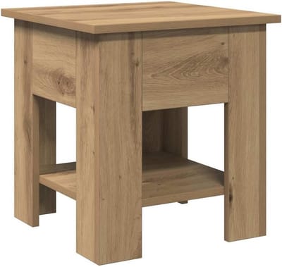Carved Houten Salontafel 40x40x42 cm - Rustieke Bijzettafel voor Woonkamer