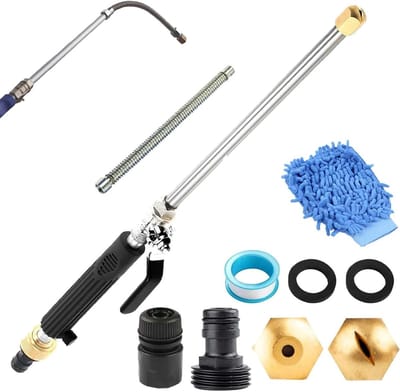 Hogedrukreiniger - Tuinslangmondstuk - Auto en tuin - Twee sproeikoppen - 18 inch staaf - Zwart