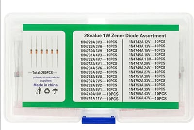 280pcs 28 value 1W Zener Diode 3.3V - 30V 28 x 10pcs Assortment Set Kit + Box
