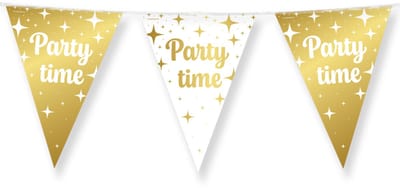 BTH – Slinger Party Time – Wit-Goud – Feest Versiering – Verjaardag Decoratie – 10m