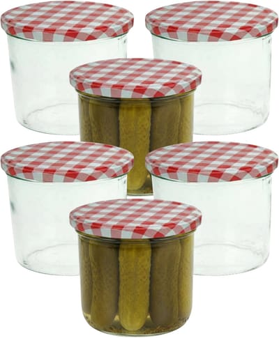 Cosy&trendy Weckpotten / inmaakpotten - rood - 6x stuks - 230 ml - met draaideksel - glas - inmaakpotten