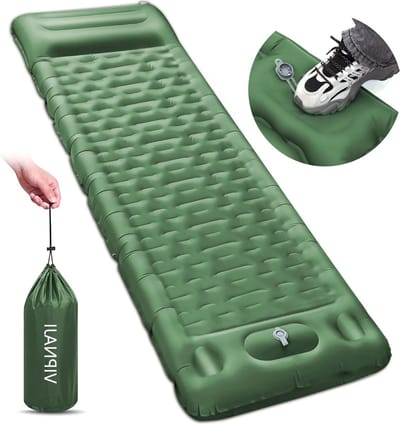 Zelfopblazende campingmat met voetperspomp - ultralicht en waterdicht - isolatiemat voor outdoor - kamperen en wandelen
