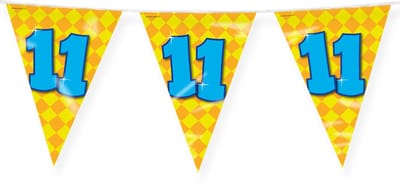 LUQ – Vlaggenlijn Happy Party 11 Jaar – Veelkleurig – 10 m Luxe Verjaardag Feest Versiering – Slinger – Direct Ophangen