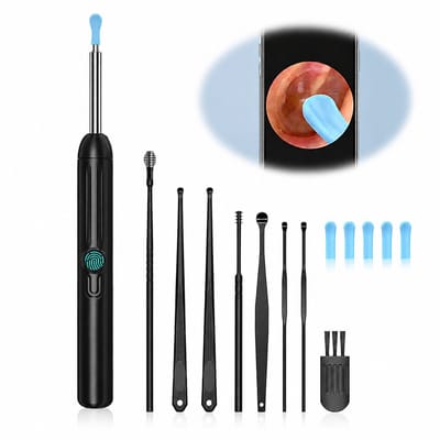 Oorsmeer Verwijderaar - Oorreiniger met Camera - Otoscoop Camera 1080P HD - Wifi Oorcamera - Oor Reinigingsset - 6 LED - Voor iOS en Android - Zwart