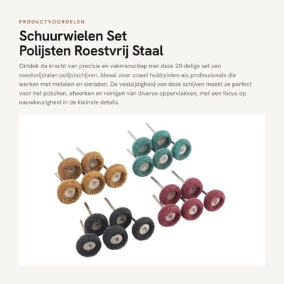 Dailygoods- Polijstwielen Set - 20 Stuks - 25 mm Diameter - 3 mm Schacht - Schuurkorrel 80/150/240/300 - Duurzaam Schuurmateriaal - Voor Metaal en Sieraden - Schuurwielen