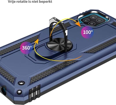 Hoesje Geschikt Voor Samsung Galaxy A12 5G Hoesje Armor Anti-shock Backcover Blauw - Galaxy A12 5G - A12 5G Backcover kickstand Ring houder cover TPU backcover oTronica