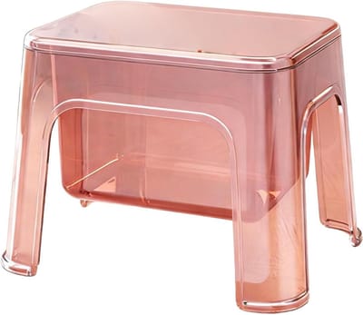 Transparante kruk - Badkamerbankje - Douchen en opbergen - Met opbergvak - 25 cm - Roze
