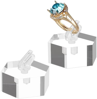 Dailygoody - Clear Acryl Ring Display Stand - Zeshoekige Sieradenhouder - Transparant - Ring Showcase - Perfect voor Ringen - Ideaal voor Thuisdecorat