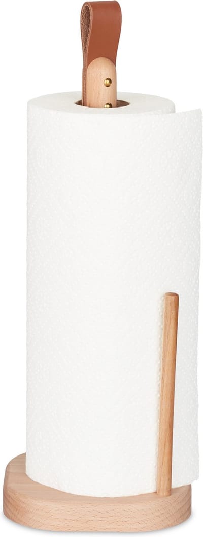keukenrolhouder staand - met stop - vierkant - 35 x 13 x 13 cm - hout