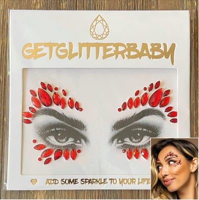GetGlitterBaby® - Glitter Face Jewels / Festival Glitters / Strass Glitter Steentjes / Plak Diamantjes voor Gezicht / Rhinestones - Rood