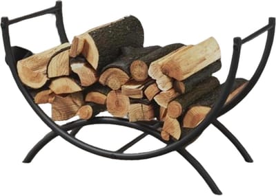 Houtkar voor Brandhout - Stalen Dolly Transporteur - Gemakkelijk Hout Verplaatsen - Grote Wielen - 66x46x10 cm - Zwart