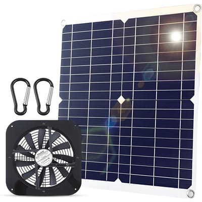 Ventilateur solaire 20 W 10 pouces étanche USB panneau solaire ventilateur d'extraction d'air flux d'air haute vitesse 10 inch noir