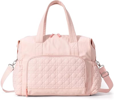 Reis Weekendtas voor Dames - Gevouwen Weekender Tas met Natte Vak - Handbagage Gym Tote - Persoonlijke Bagage voor Ziekenhuis, Overnachting - Roze - 1 Stuk