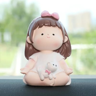 Cartoon Schattig Yoga Klein Schattig Meisje Sportmeisje Auto Ornament Verjaardagstaart Bakdecoraties Studentencadeau beige