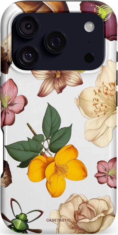 Casetastic hoesje geschikt voor Apple iPhone 17 Pro - MagSafe - Dubbellaagse bescherming - Betovering in het bos - Fashion Case - Wit Taupe Donkergroen Perzik