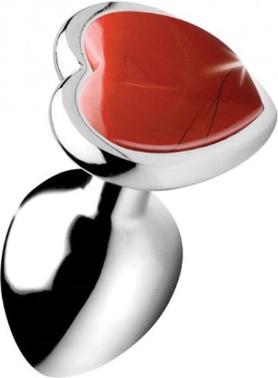 Fixxx - Aluminium Buttplug met Hartvormige Siersteen - Red Jasper - 3 maten S