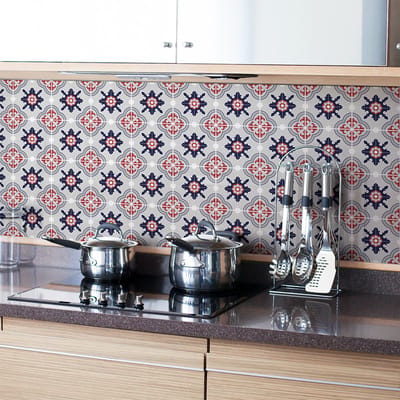 Zelfklevende tegelmuurstickers voor keuken en badkamer - 24 Azulejos Ambroggio tegelstickers - 24 stickers 10x10cm