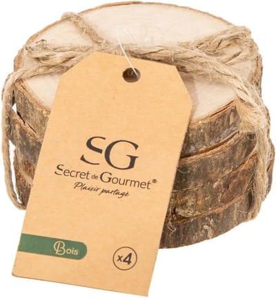 Secret de Gourmet - ronde onderzetters voor glazen - 12x stuks - D10 cm - hout