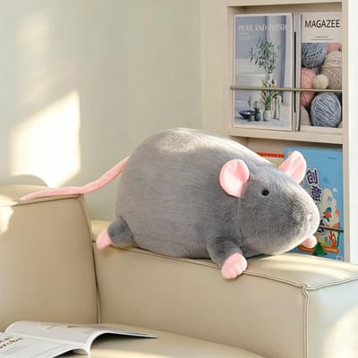 Simulatie Grote Muis Rat Pop Wit Grijs Roze Eng Dier Duisternis Pluche Speelgoed Huisdecoratie Prop Man Cadeau 18cm body length
