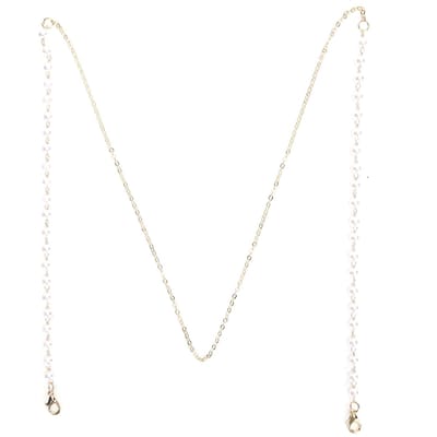 Dames Nep Parel Mondkapje Ketting Antislip AntiVerlies Houder Ketting voor Mondkapje Bril white