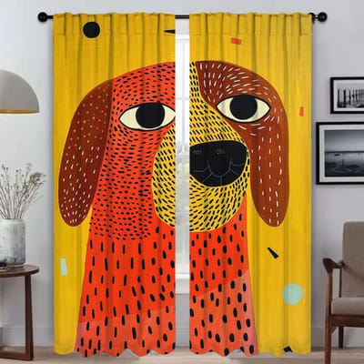 Portret van een Hond Moderne Woonkamer Gordijnen voor Camera Scheidingswand Tule voor Slaapkamer Halloween Decoratie Home Interieur Gordijnen W50xH70cmx2pcs-CL