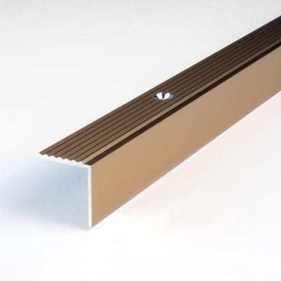 Trapneus Profiel 20x20mm Geanodiseerd Aluminium Brons Licht - 100cm - Met Schroefgaten