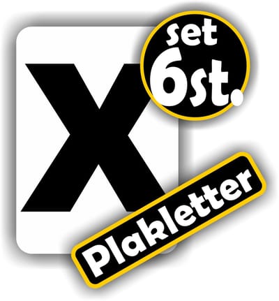 Jerma - Plakletters - X - Sticker - Set 6 st. - Vinyl - 5x7 cm - Zwart - Zelfklevend - Weerbestendig