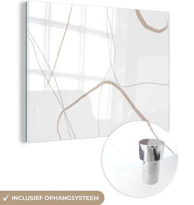 MuchoWow® Glasschilderij 120x90 cm - Schilderij acrylglas - Abstract - Minimalisme - Line art - Foto op glas - Schilderijen