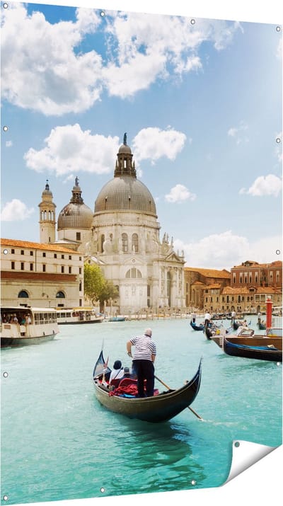 Gards Tuinposter Basiliek San Marco in Veneti� op het Water - 120x180 cm - Tuindoek - Tuindecoratie - Wanddecoratie buiten - Tuinschilderij