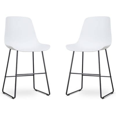Nolon Nino Barkruk Wit - Zwart Onderstel - 65 cm - Barstoel - Kookeiland - met Rugleuning