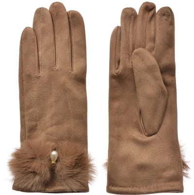 Clayre & Eef Handschoenen Winter 9x23 cm Bruin Polyester